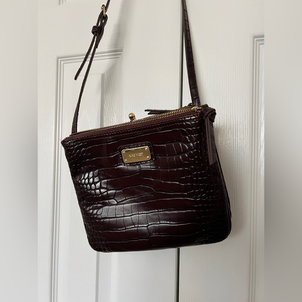 Nine West Brown Leather Crossbody Bag